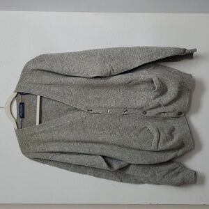 John Ashford pure wool gray cardigan sweater